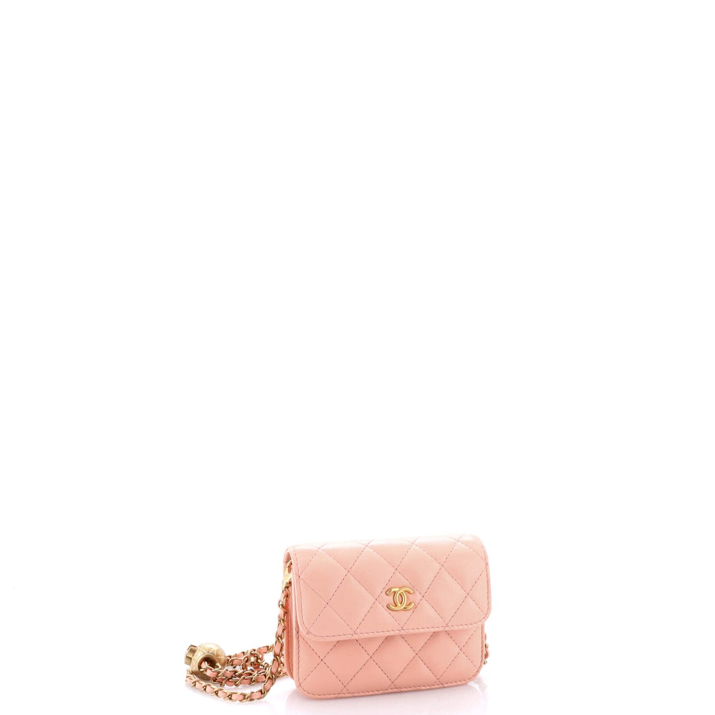Pearl Crush Flap Clutch with Chain Quilted Lambskin Mini