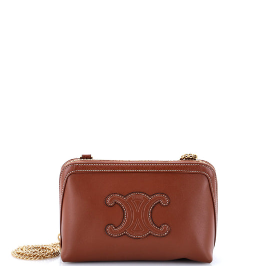 Cuir Triomphe Zip Around Chain Clutch Leather