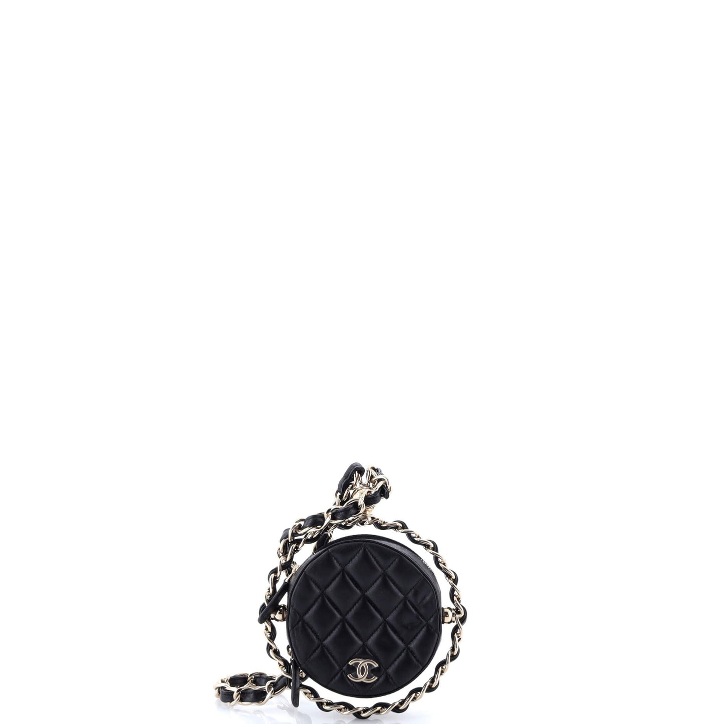 Frame Chain Around Round Clutch with Chain Quilted Lambskin Mini