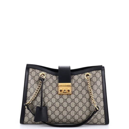 Padlock Chain Tote GG Coated Canvas with Leather Medium