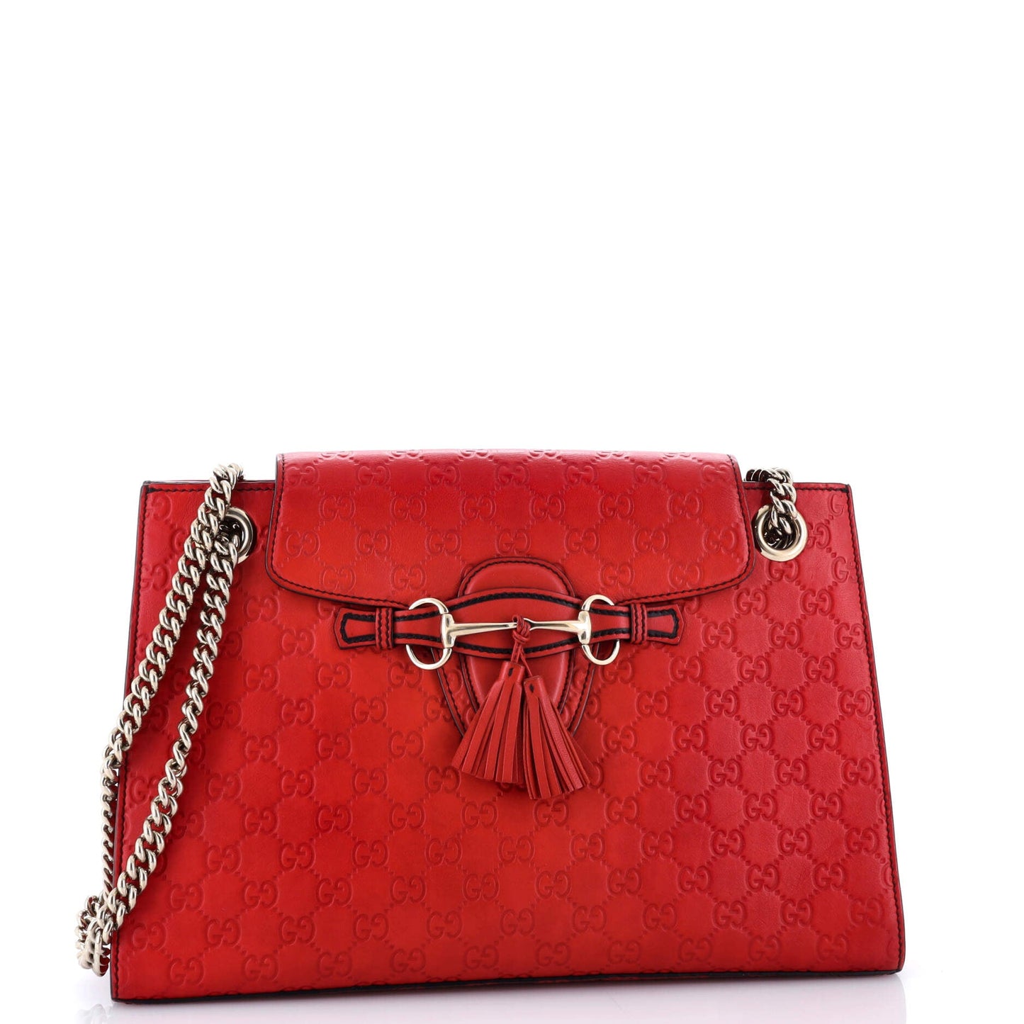 Emily Chain Flap Shoulder Bag Guccissima Leather Large
