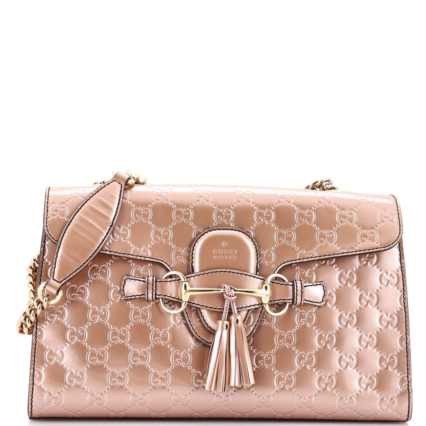 Emily Chain Flap Bag Guccissima Patent Medium