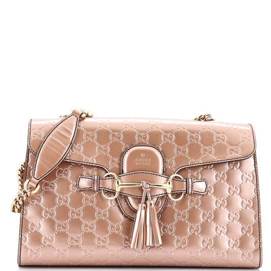 Emily Chain Flap Bag Guccissima Patent Medium