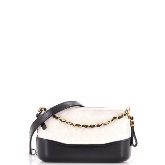 Gabrielle Double Zip Clutch with Chain Quilted Aged Calfskin