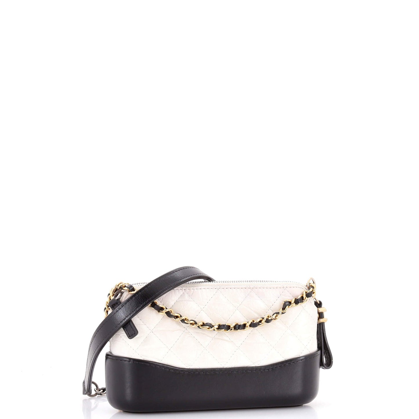 Gabrielle Double Zip Clutch with Chain Quilted Aged Calfskin