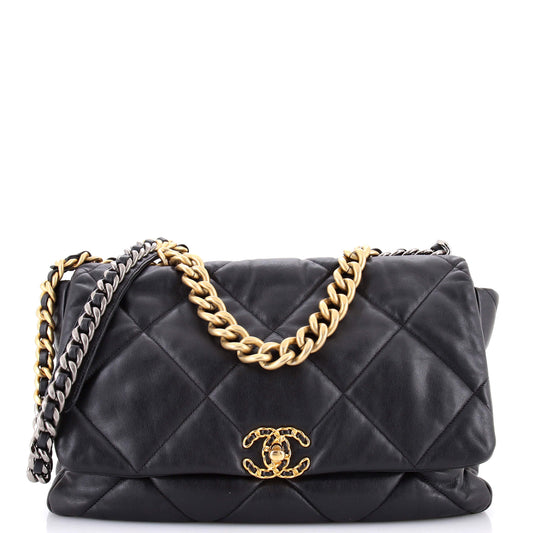 19 Flap Bag Quilted Leather Maxi
