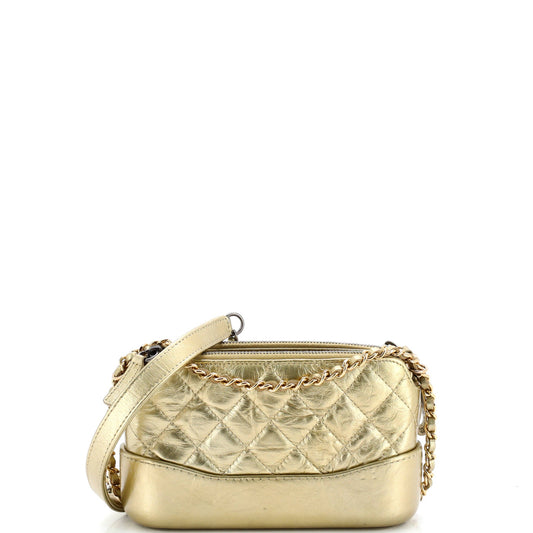 Gabrielle Double Zip Clutch with Chain Quilted Aged Calfskin