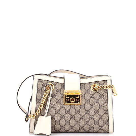 Padlock Chain Tote GG Coated Canvas with Leather Small