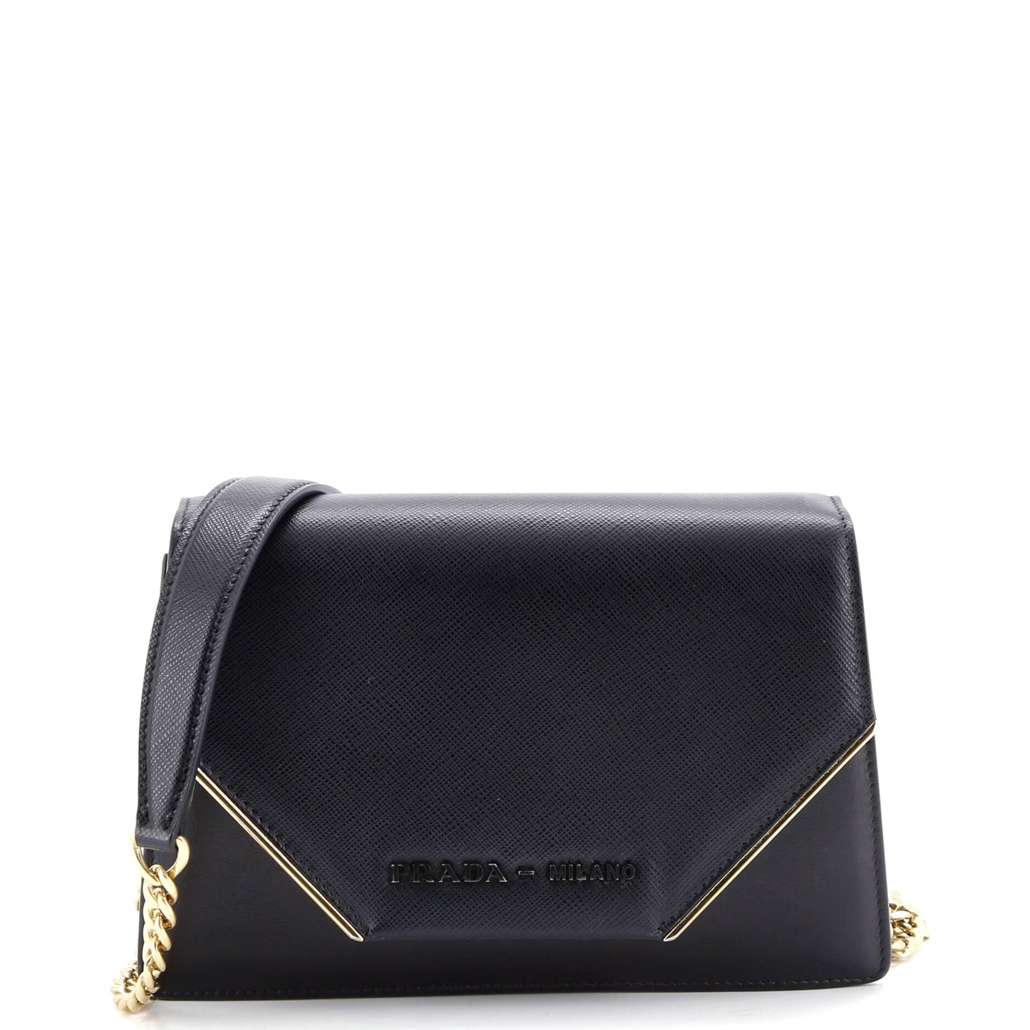 Convertible Flap Clutch with Chain City Calf and Saffiano