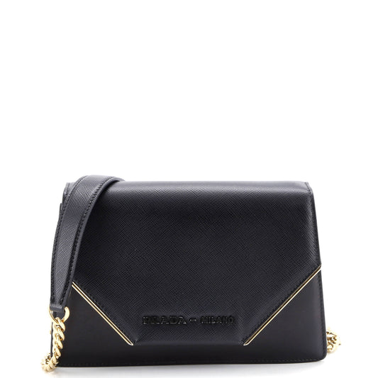 Convertible Flap Clutch with Chain City Calf and Saffiano