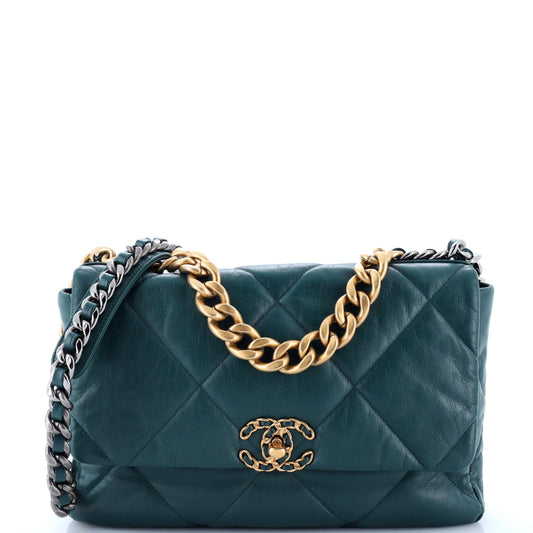 19 Flap Bag Quilted Leather Large