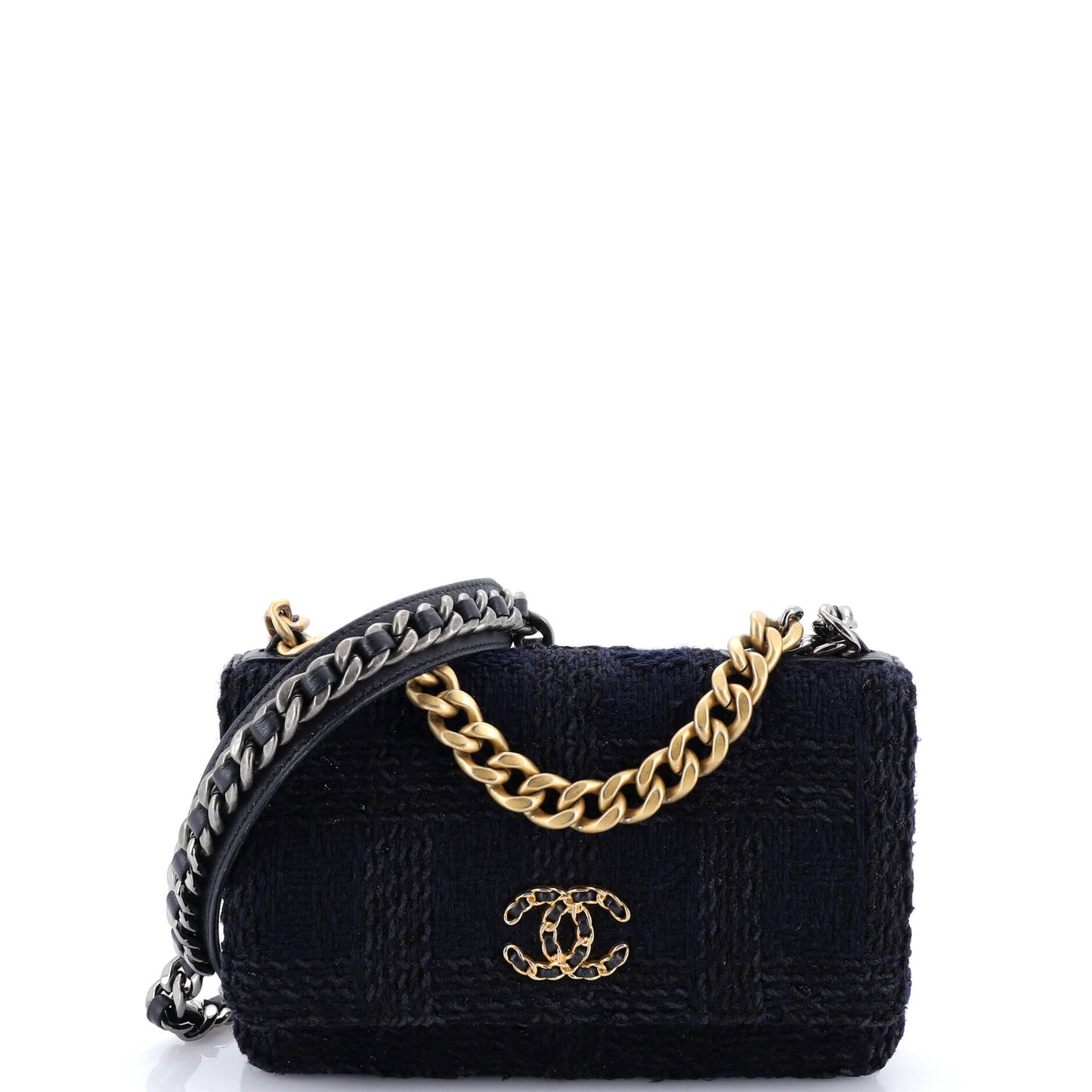 19 Wallet on Chain Quilted Tweed