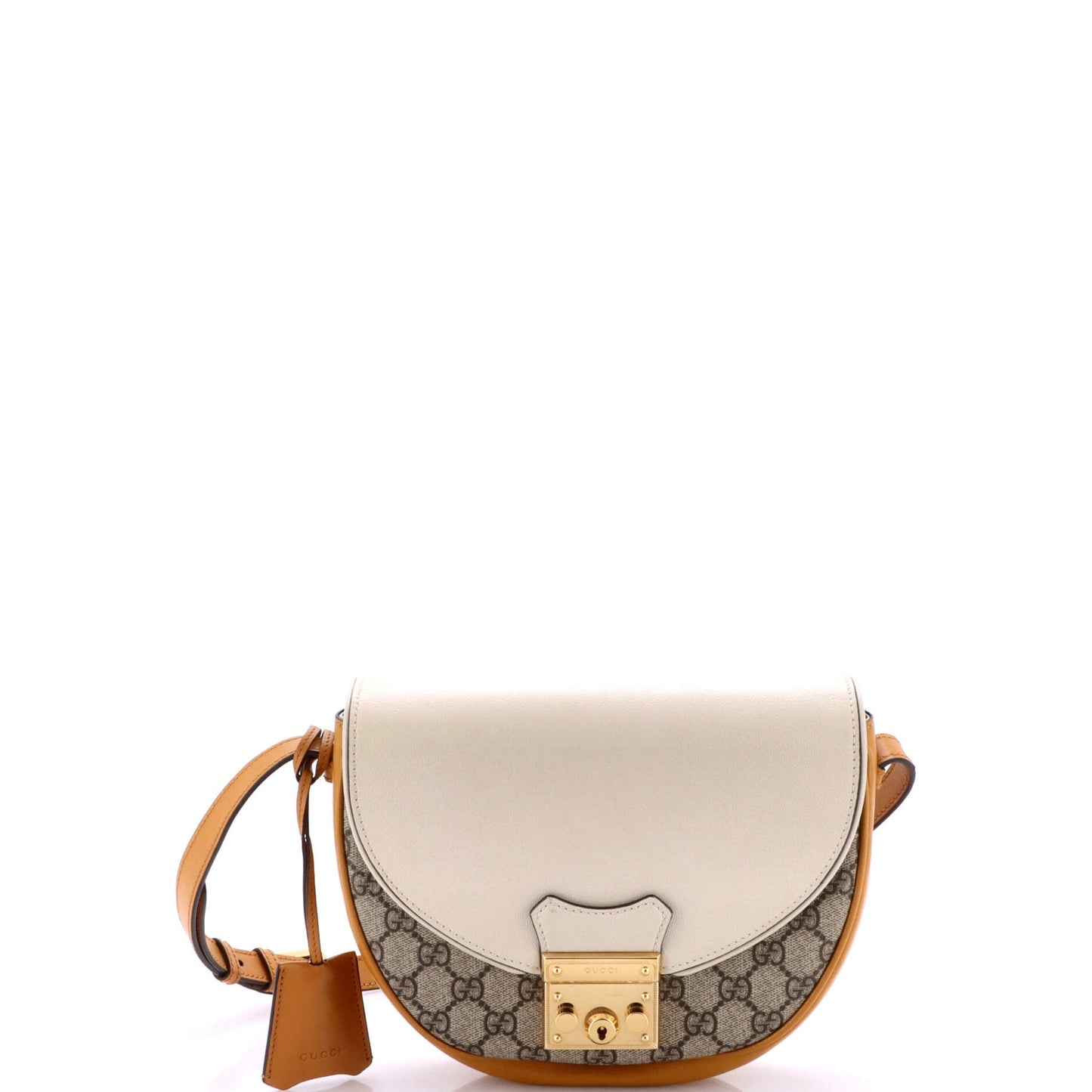 Padlock Saddle Shoulder Bag GG Coated Canvas and Leather Small