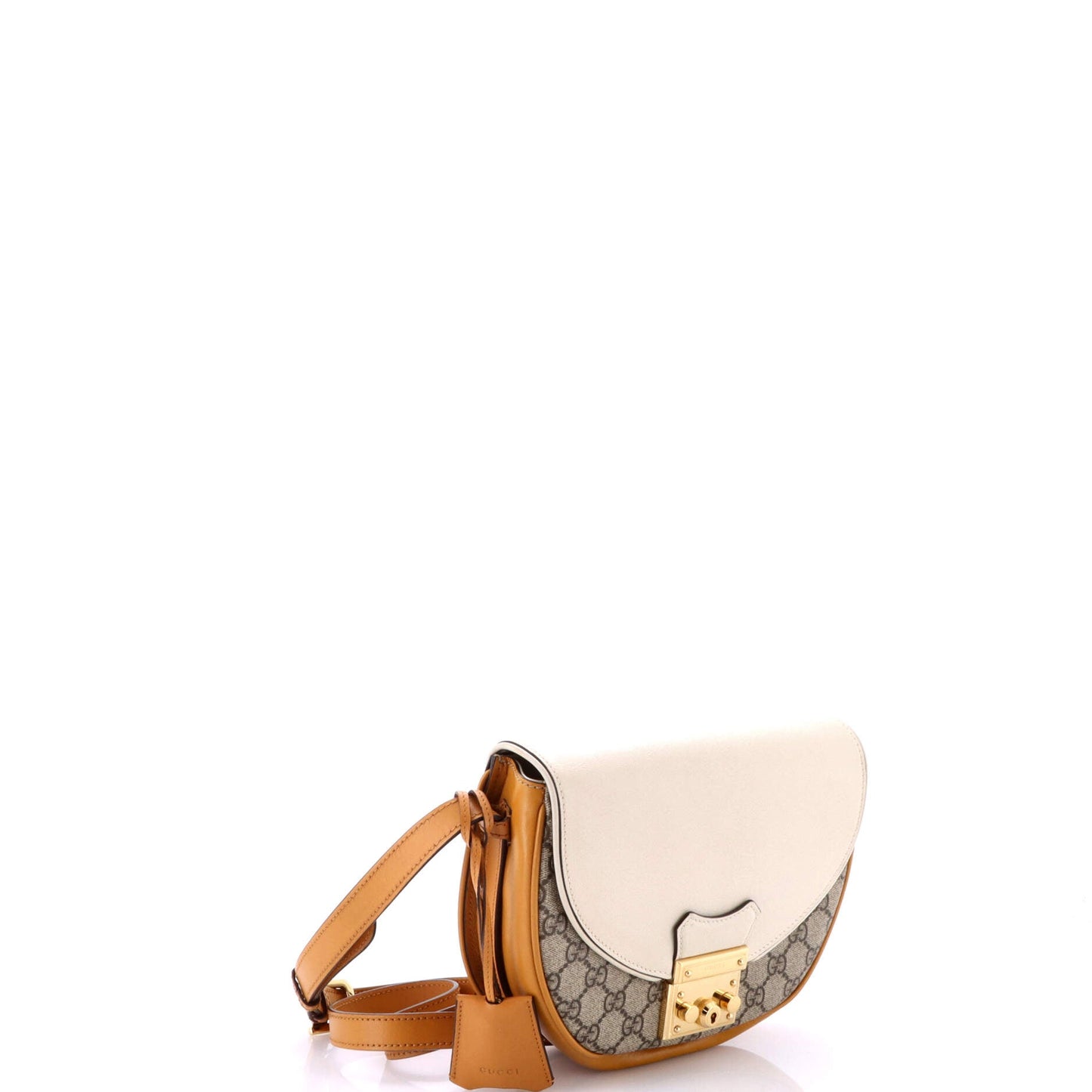 Padlock Saddle Shoulder Bag GG Coated Canvas and Leather Small