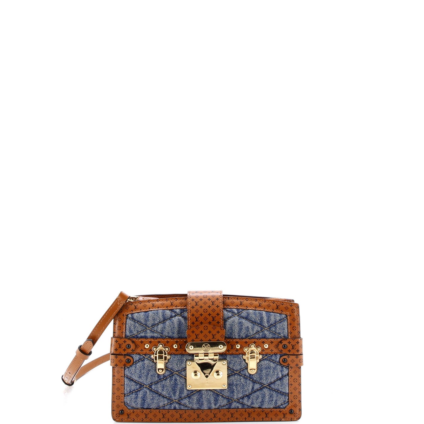 Trunk Clutch Malletage Denim with Monogram Leather
