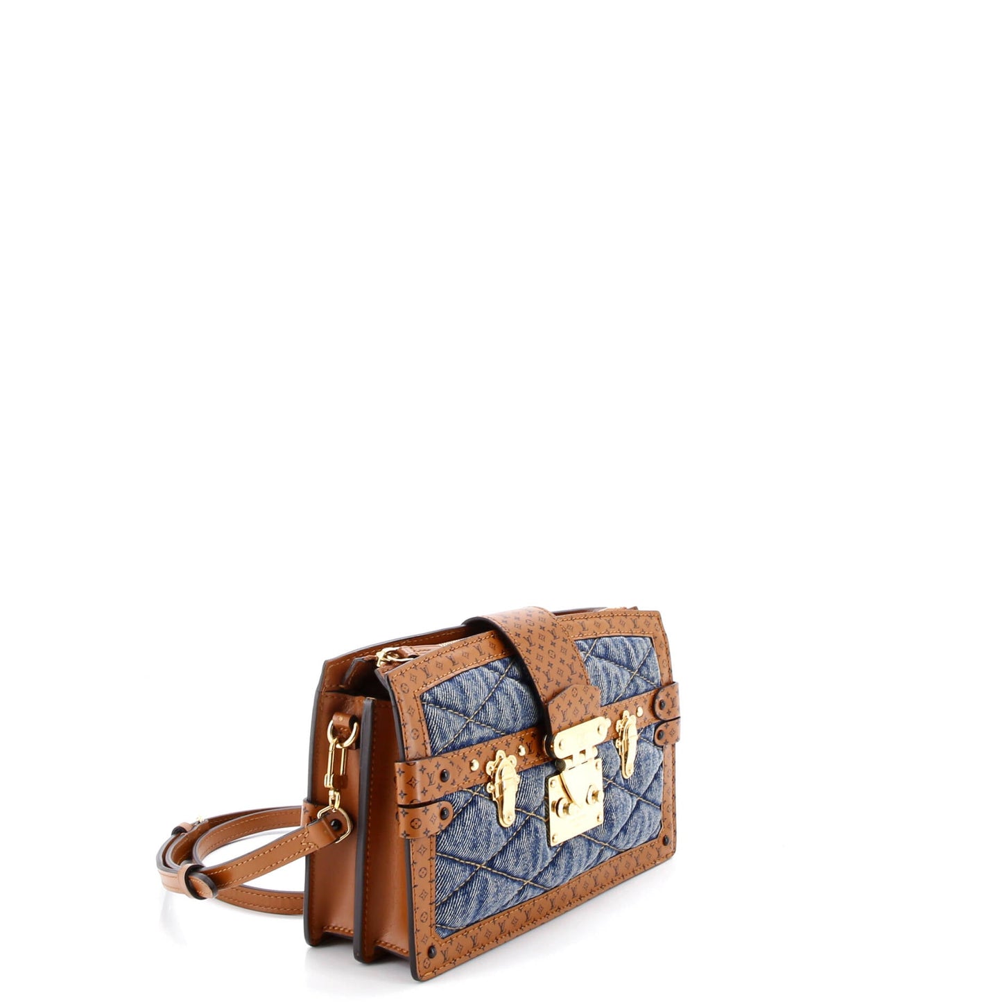 Trunk Clutch Malletage Denim with Monogram Leather