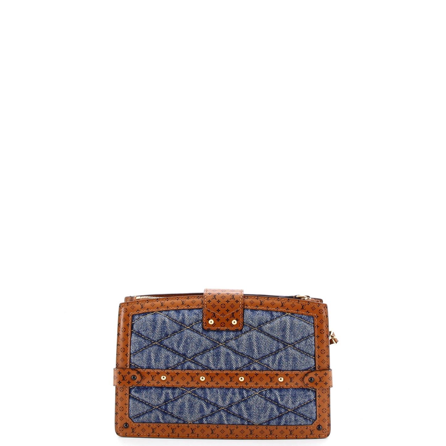 Trunk Clutch Malletage Denim with Monogram Leather