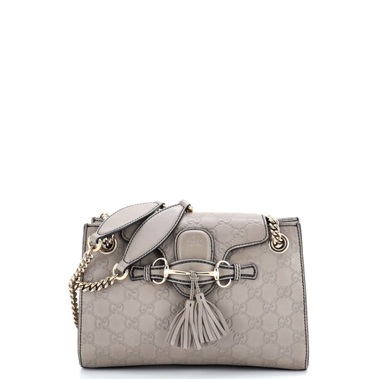 Emily Chain Flap Shoulder Bag Guccissima Leather Small