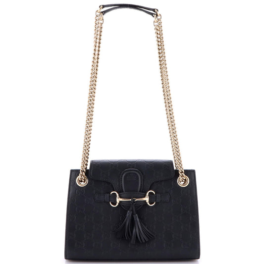 Emily Chain Flap Shoulder Bag Guccissima Leather Small