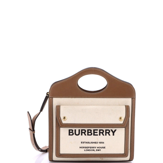 Logo Pocket Tote Canvas with Leather Mini