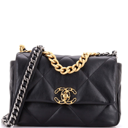 19 Flap Bag Quilted Leather Medium