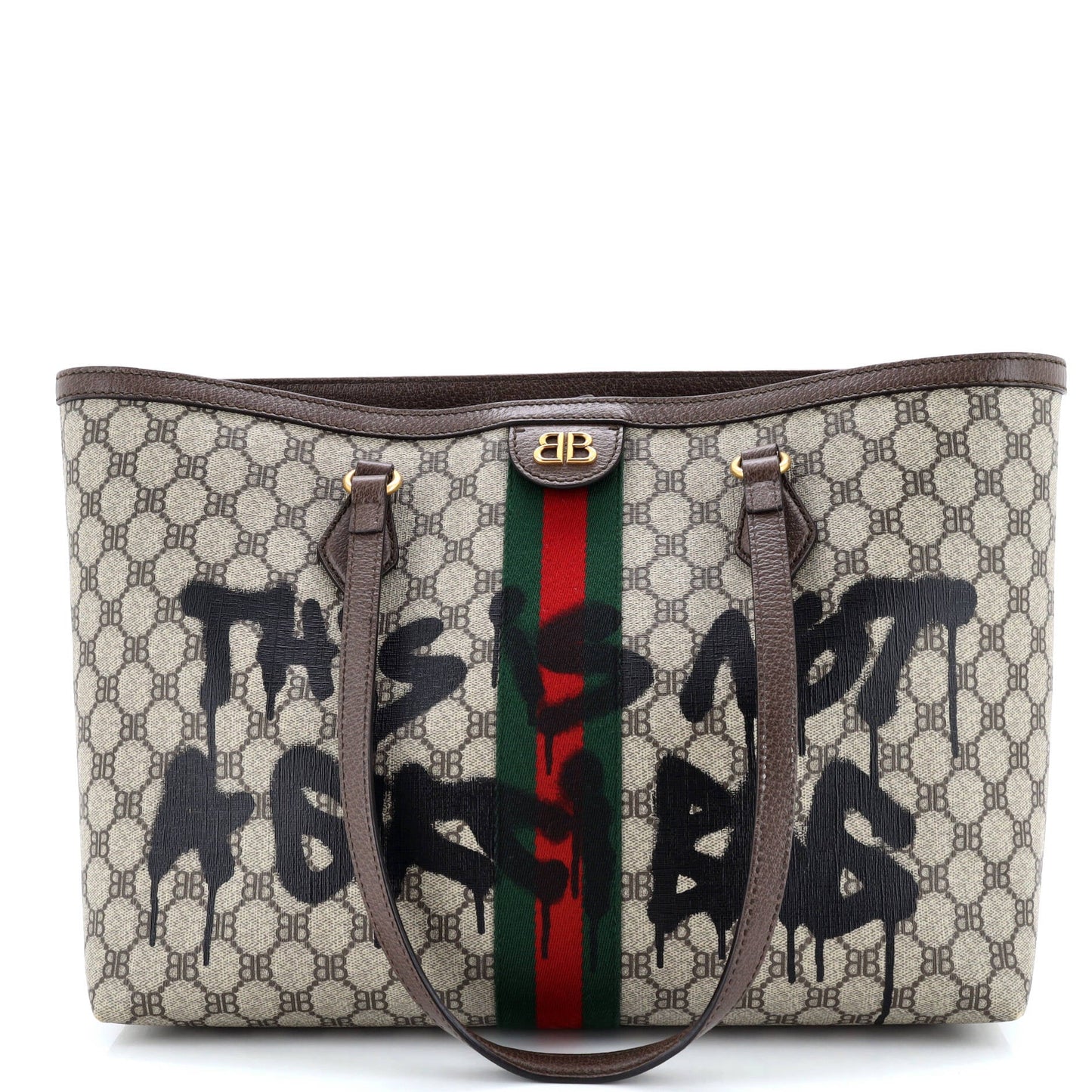 x Gucci The Hacker Project Tote Graffiti BB Coated Canvas Medium