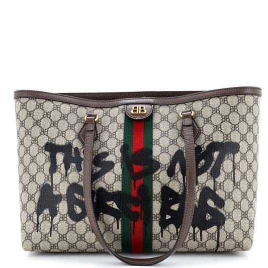 x Gucci The Hacker Project Tote Graffiti BB Coated Canvas Medium