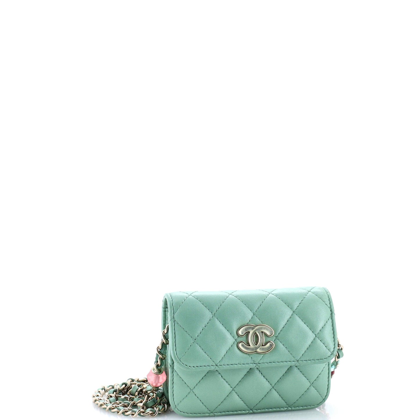 Candy Heart Clutch with Chain Quilted Lambskin