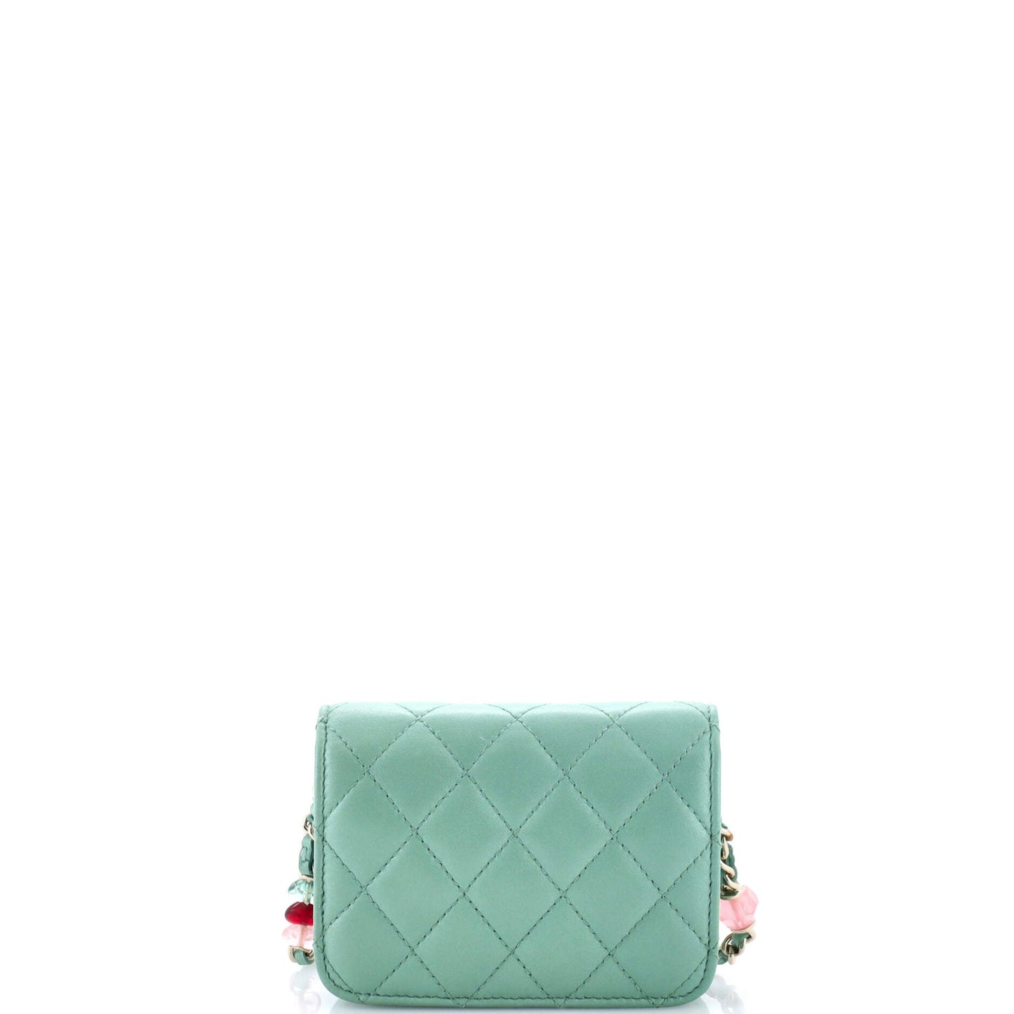 Candy Heart Clutch with Chain Quilted Lambskin