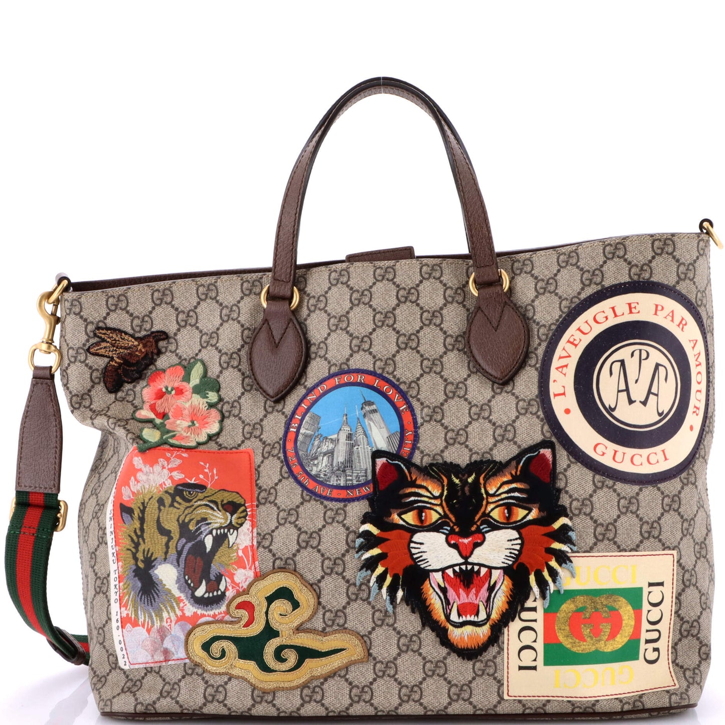 Courrier Convertible Soft Open Tote GG Coated Canvas with Applique Large