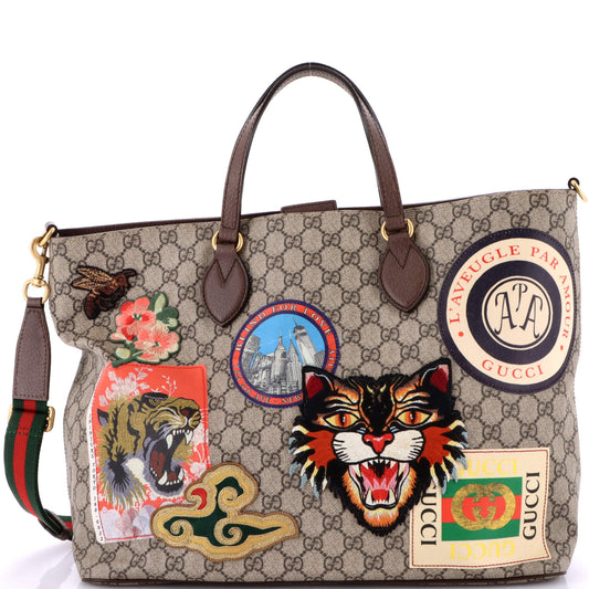 Courrier Convertible Soft Open Tote GG Coated Canvas with Applique Large