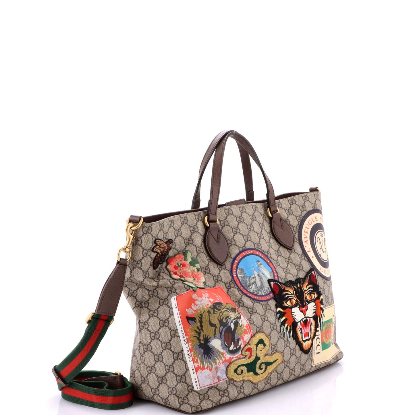 Courrier Convertible Soft Open Tote GG Coated Canvas with Applique Large