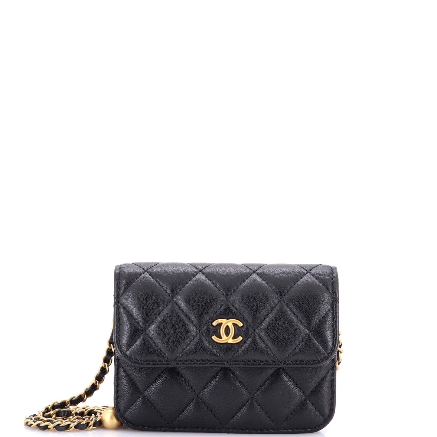Pearl Crush Flap Clutch with Chain Quilted Lambskin Mini