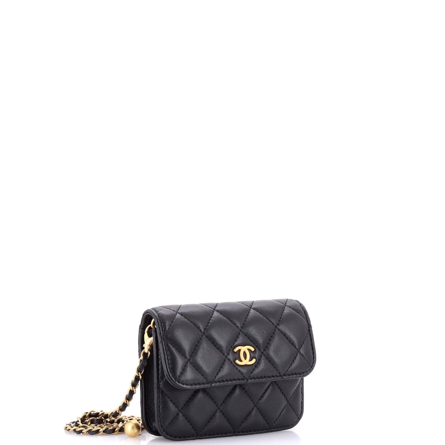 Pearl Crush Flap Clutch with Chain Quilted Lambskin Mini