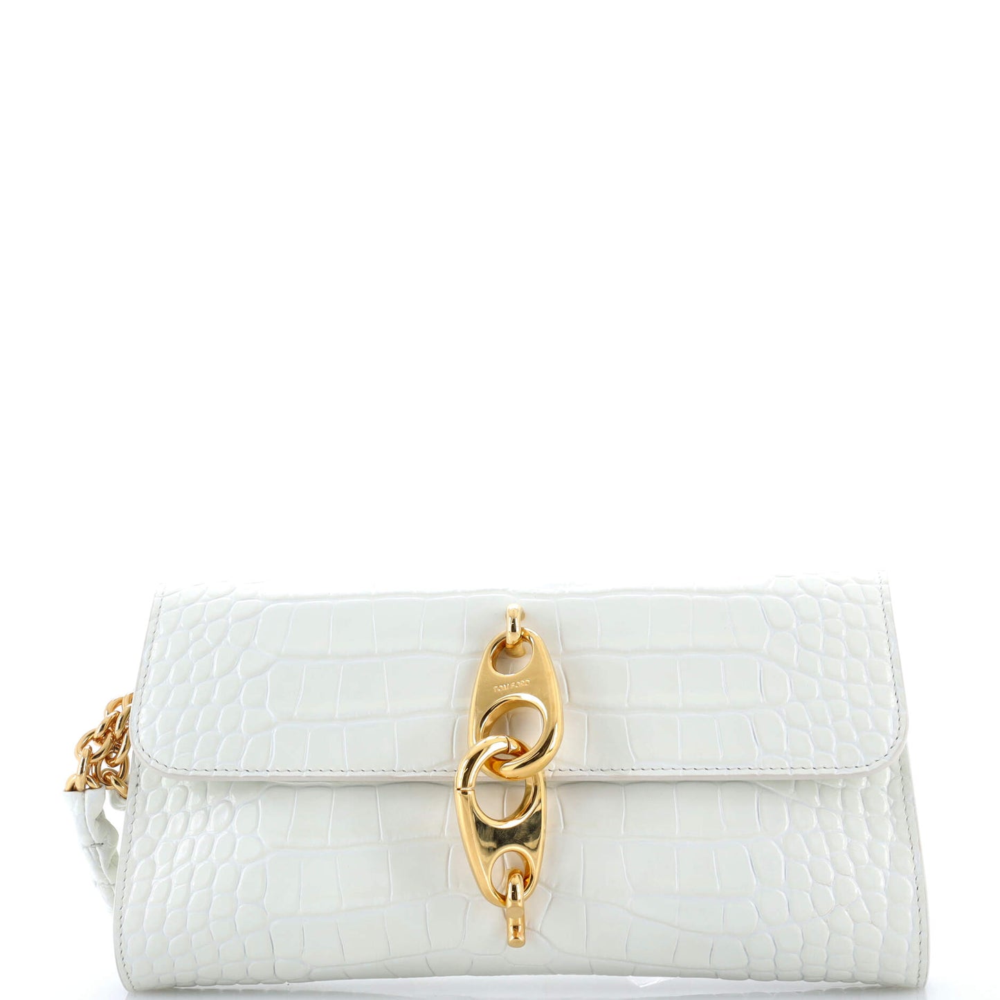 Carine Wristlet Clutch Crocodile Embossed Leather