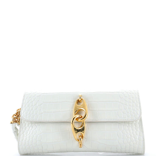 Carine Wristlet Clutch Crocodile Embossed Leather