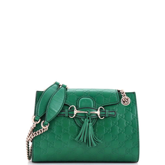 Emily Chain Flap Shoulder Bag Guccissima Leather Small