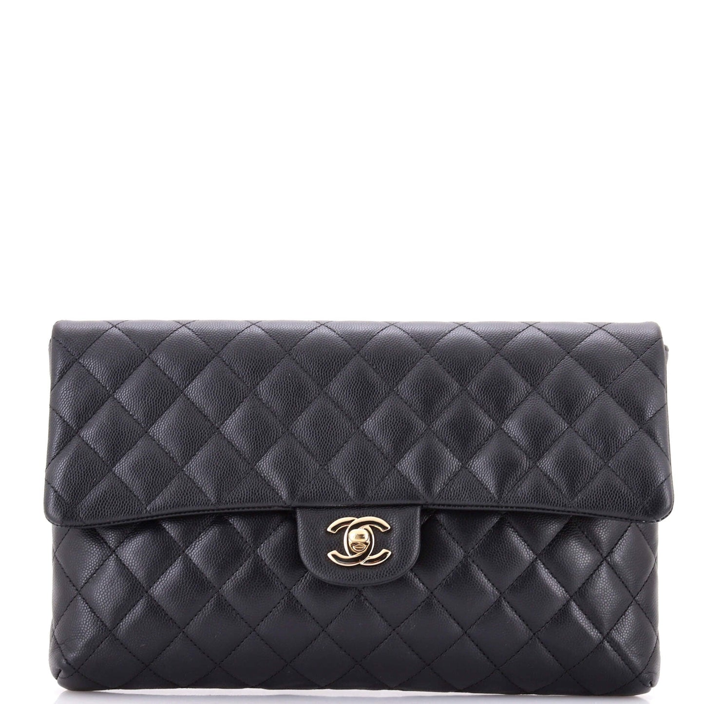 Classic Flap Clutch Quilted Caviar
