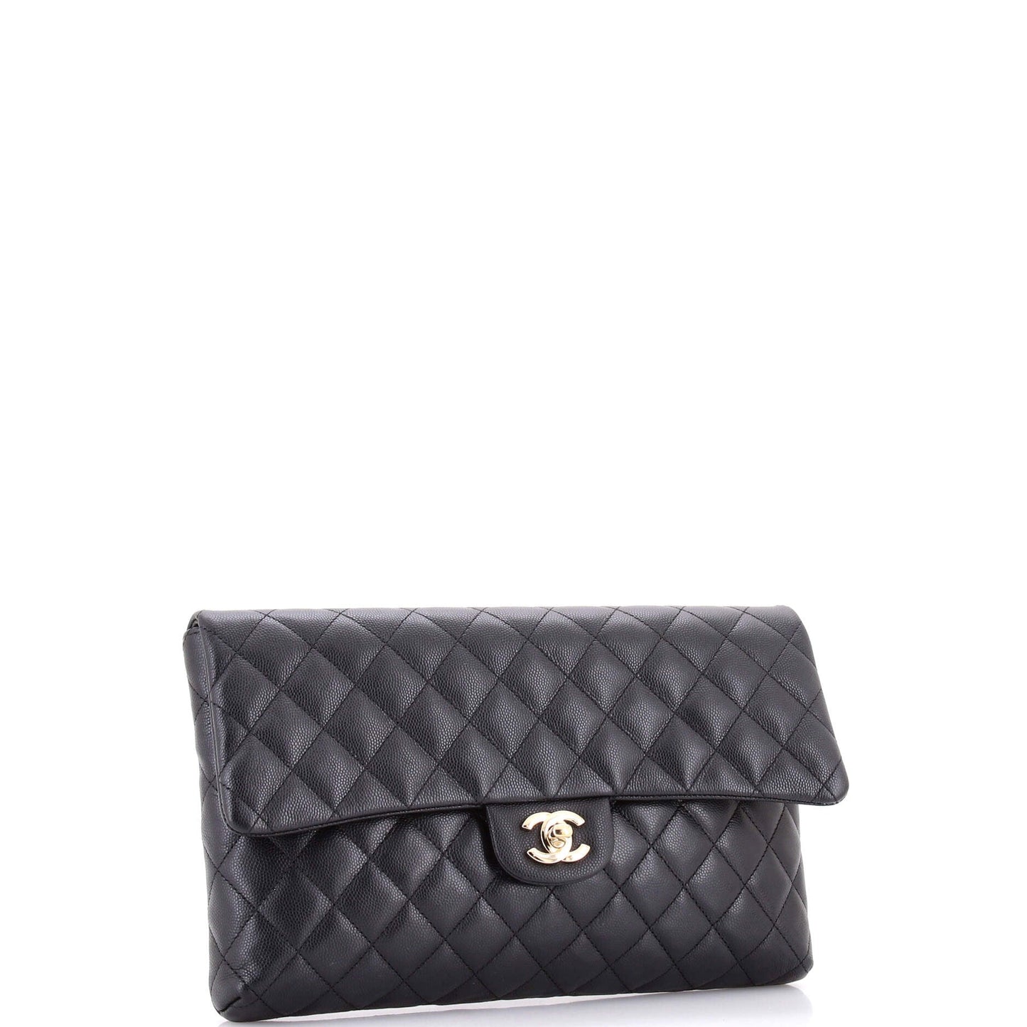 Classic Flap Clutch Quilted Caviar