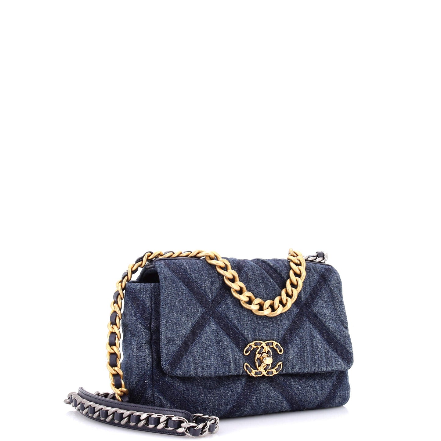 19 Flap Bag Quilted Denim Medium