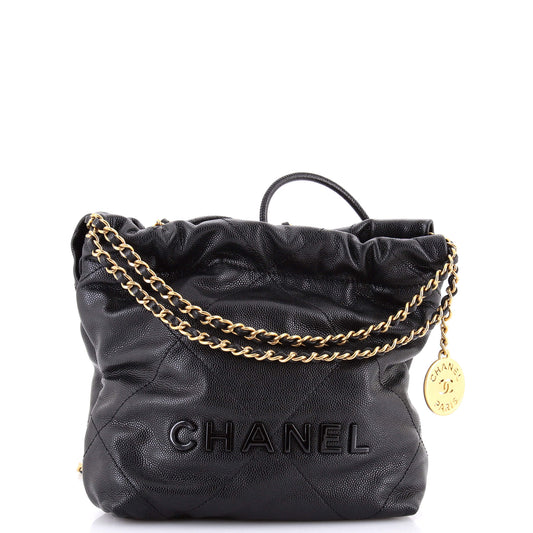 22 Chain Hobo Quilted Caviar Mini
