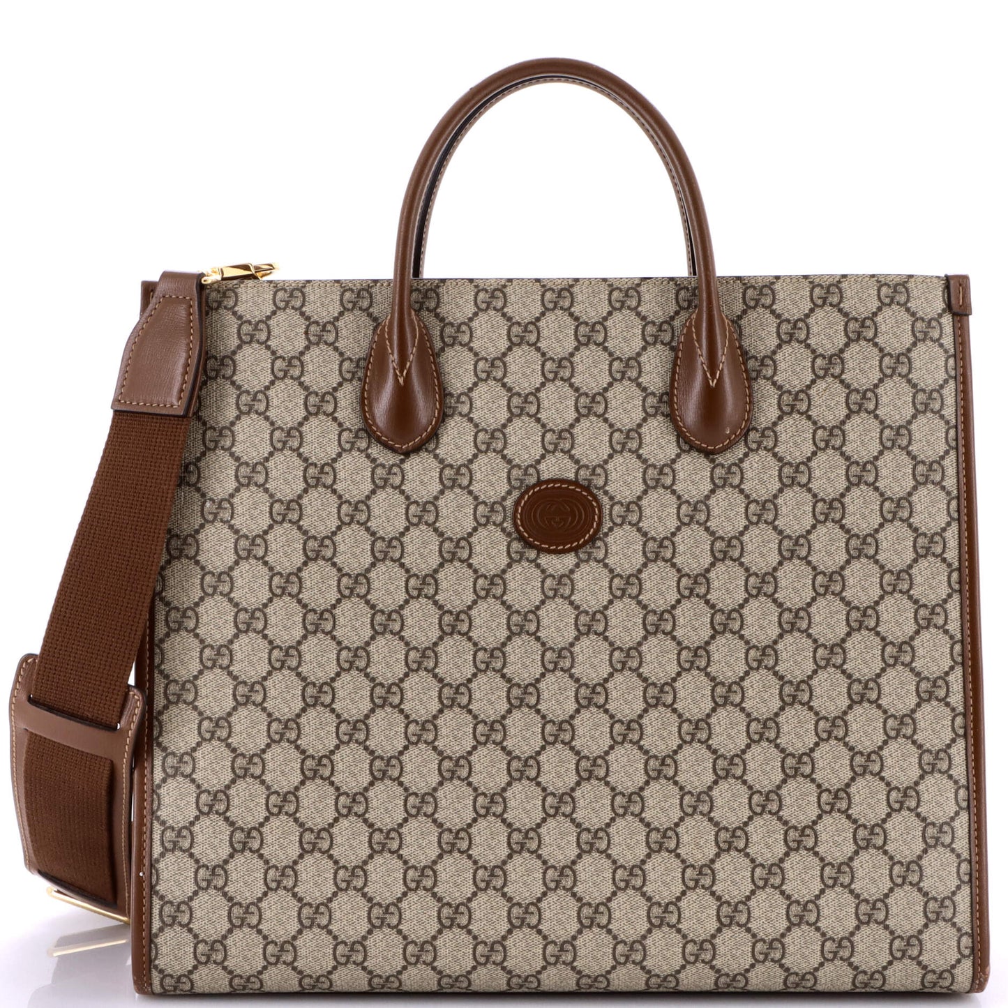 Structured Top Handle Open Tote GG Coated Canvas Medium