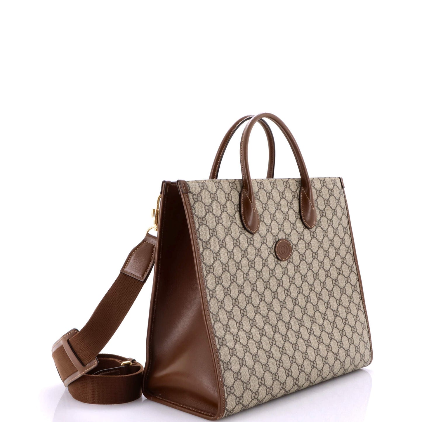 Structured Top Handle Open Tote GG Coated Canvas Medium