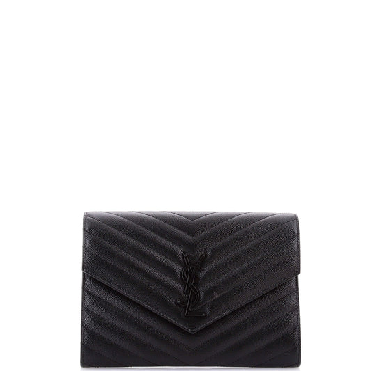 Classic Monogram Envelope Wristlet Clutch Matelasse Chevron Leather