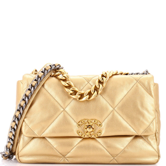 19 Flap Bag Quilted Leather Large