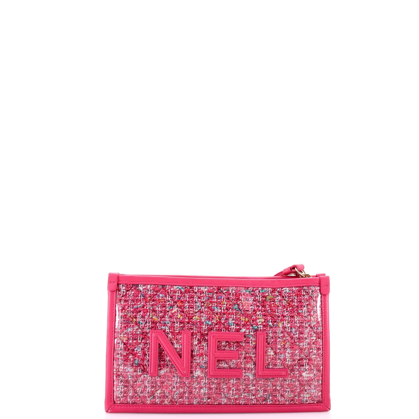 Logo Wristlet Clutch PVC Over Quilted Tweed Small