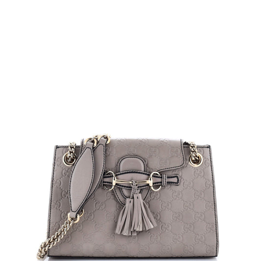 Emily Chain Flap Shoulder Bag Guccissima Leather Small