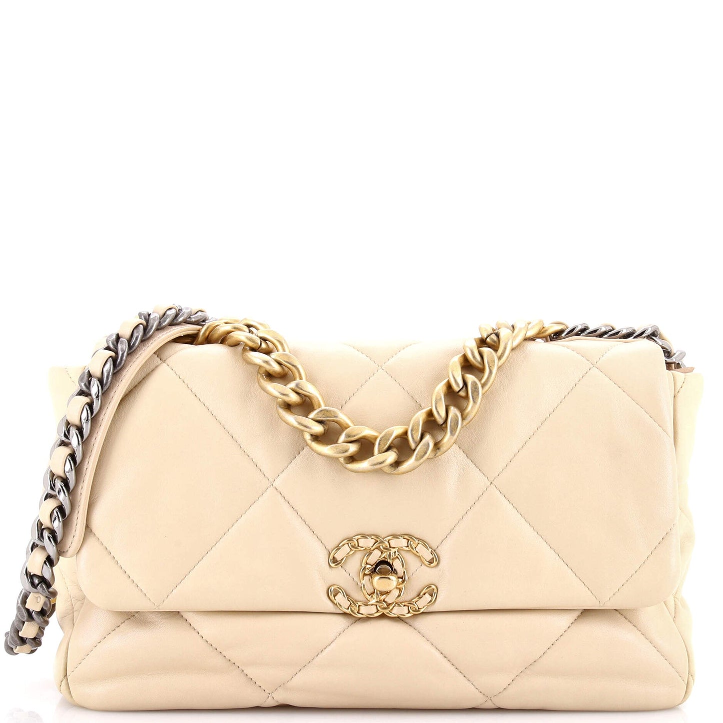 19 Flap Bag Quilted Leather Large