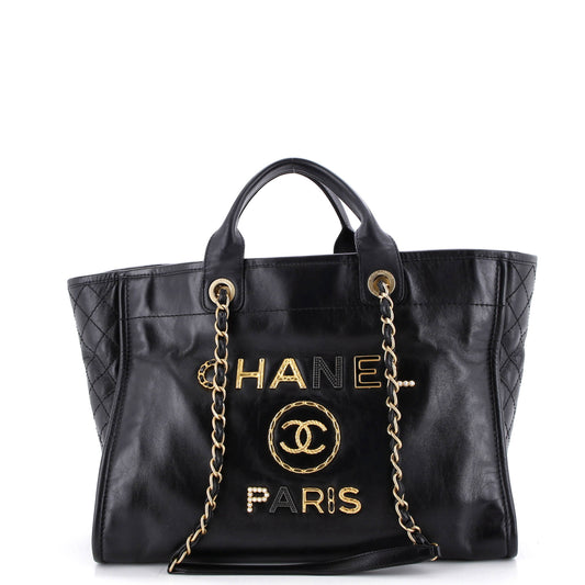 Deauville Tote Embellished Shiny Calfskin Medium