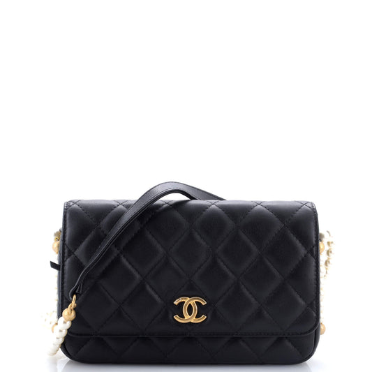 About Pearls Wallet on Chain Quilted Calfskin